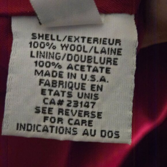 Talbots Vintage 100% Wool Red Peacoat Double Breasted Pockets Size 6p - Picture 7 of 7